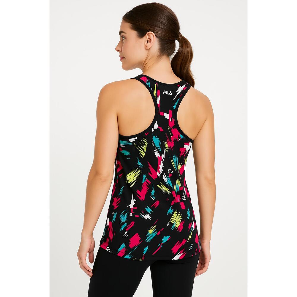 Fila Women's Patterned Racerback Logo Stylish Activewear Tank Top Medium